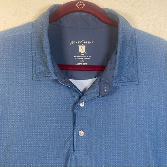 Hickey Freeman Blue Geo Design Short Sleeve Polo Shirt Size XXL - Picture 6 of 12